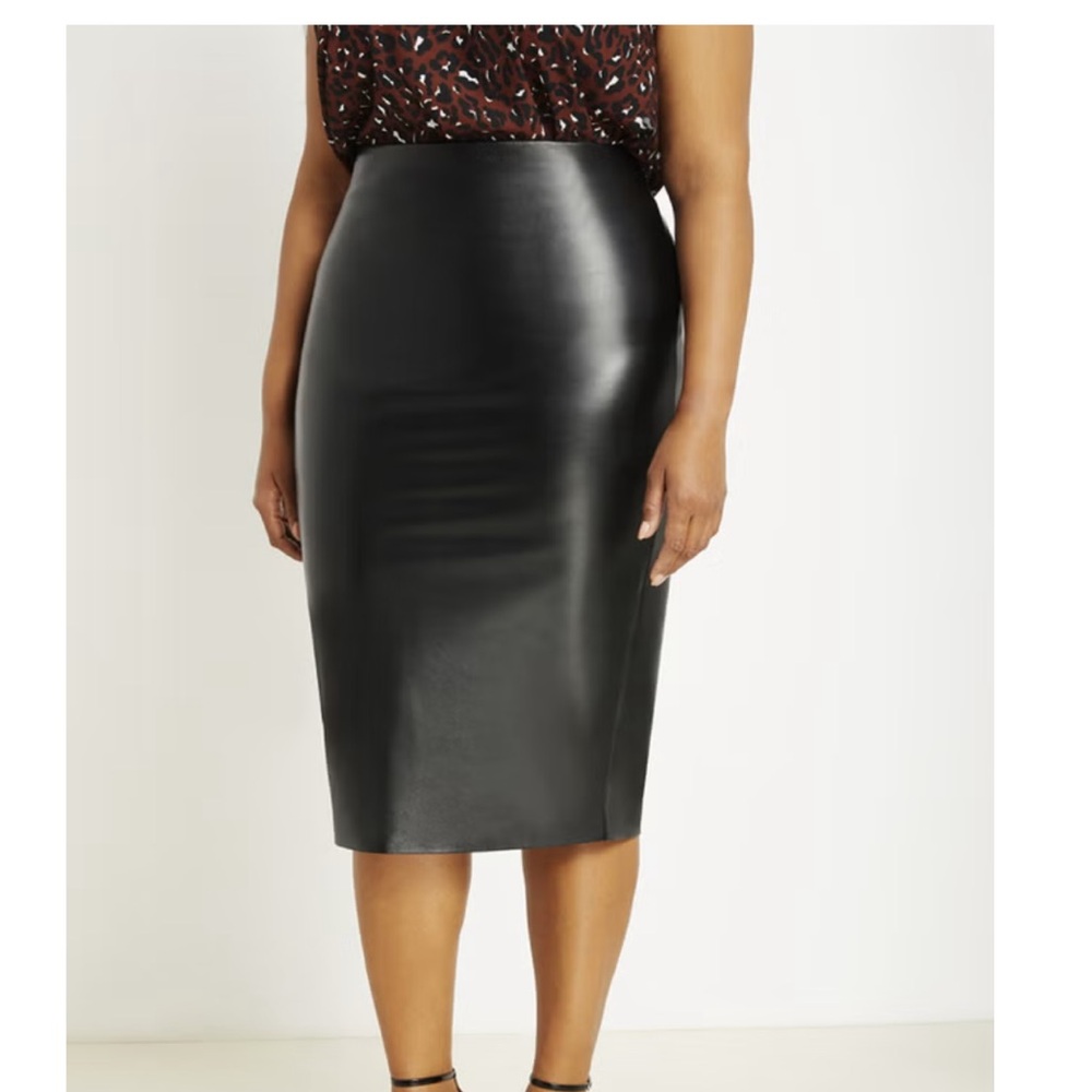 ELOQUII SIZE 20 BLACK SKIRT FAUX LEATHER COLUMN MIDI SKIRT